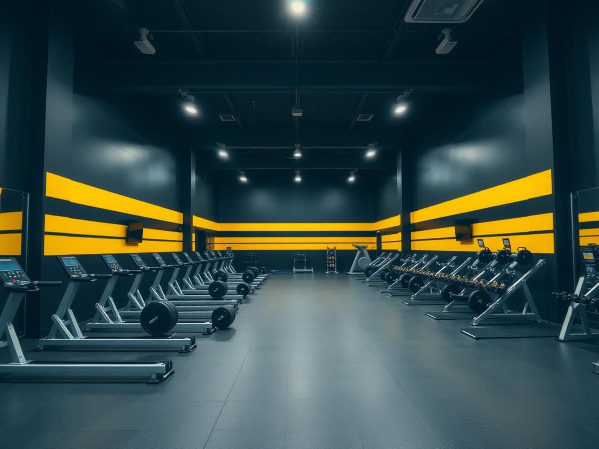Interior amplo da academia H2 Fit